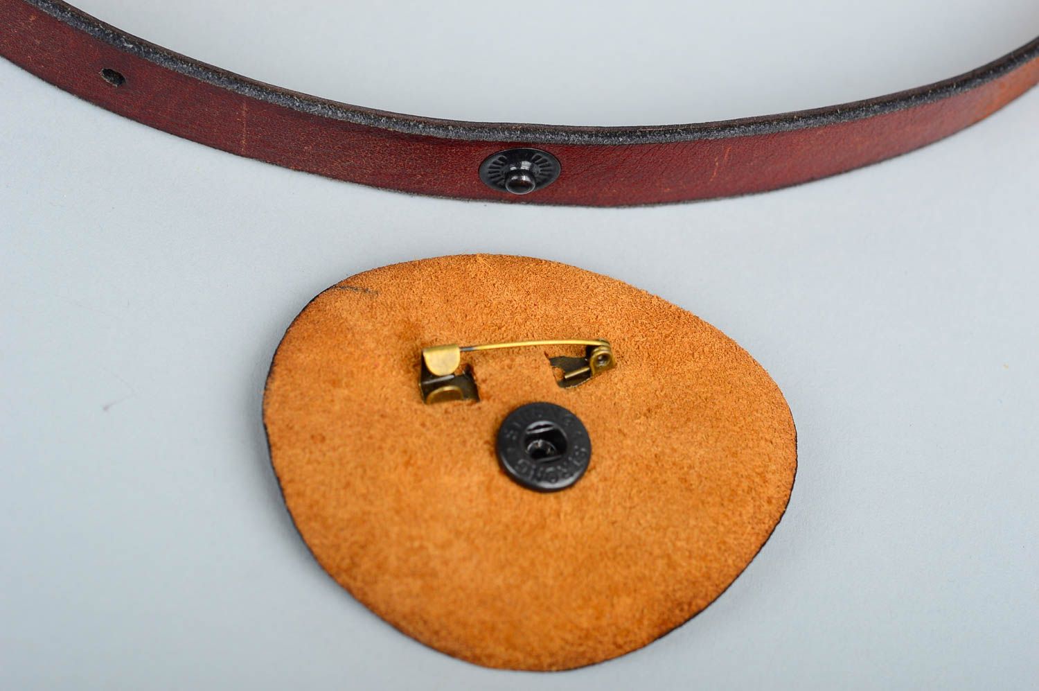 Cintura con spilla in pelle fatta a mano cinghia di moda bella accessori donna foto 4