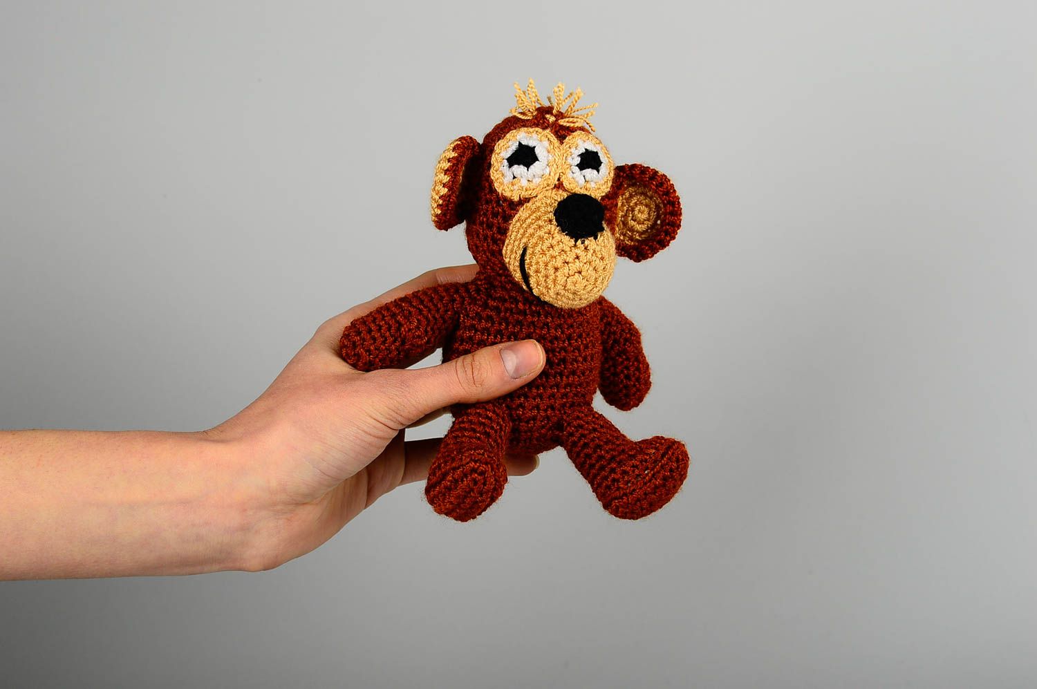 Juguete tejido artesanal peluche original para niño muñeco decorativo Mono  foto 2