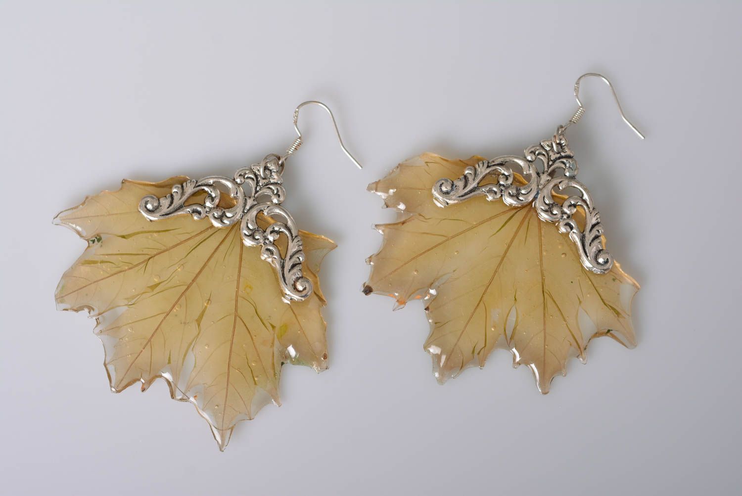 Украшение ручной работы модные серьги с листьями красивые серьги Кленовые фото 4