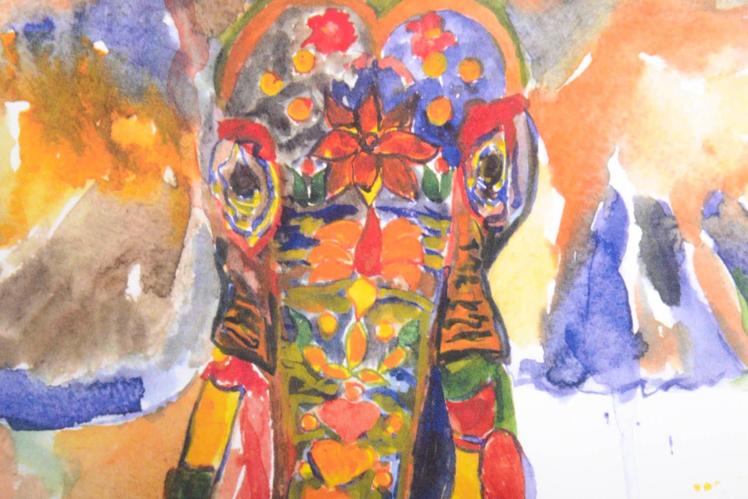 Tableau éléphant fait main Décoration murale multicolore Déco maison originale photo 4