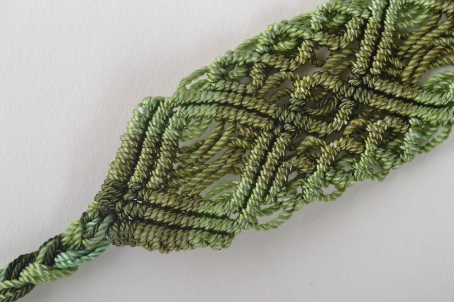 Ceinture textile Vêtement femme fait main vert fils macramé Accessoire femme photo 3