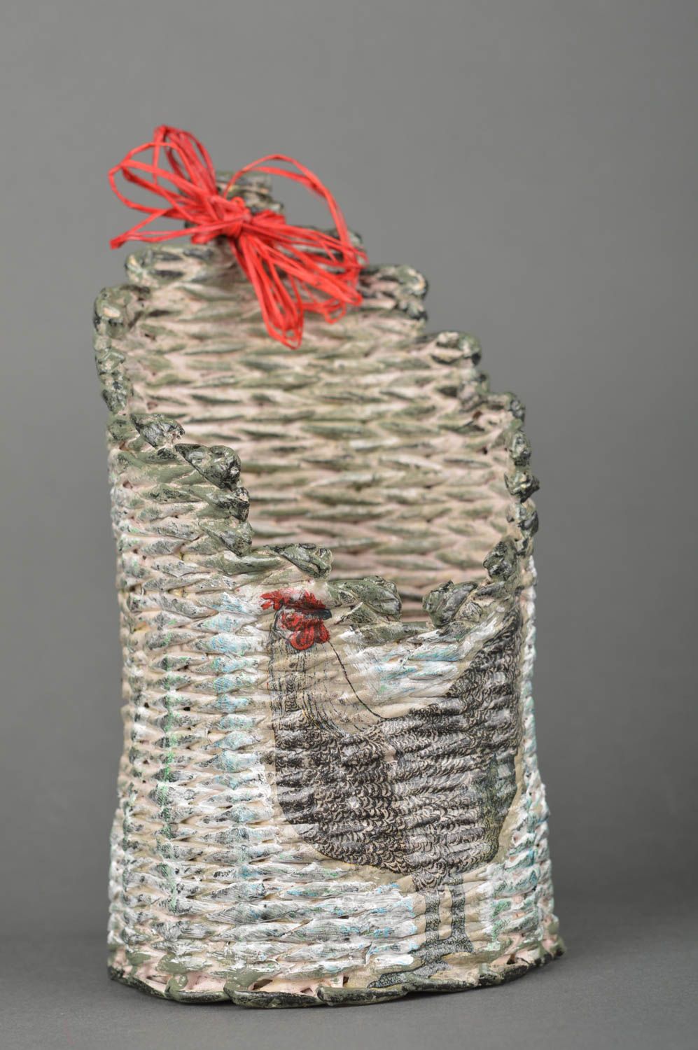 Soporte para botella hecho a mano cesta de mimbre de papel elemento decorativo  foto 1