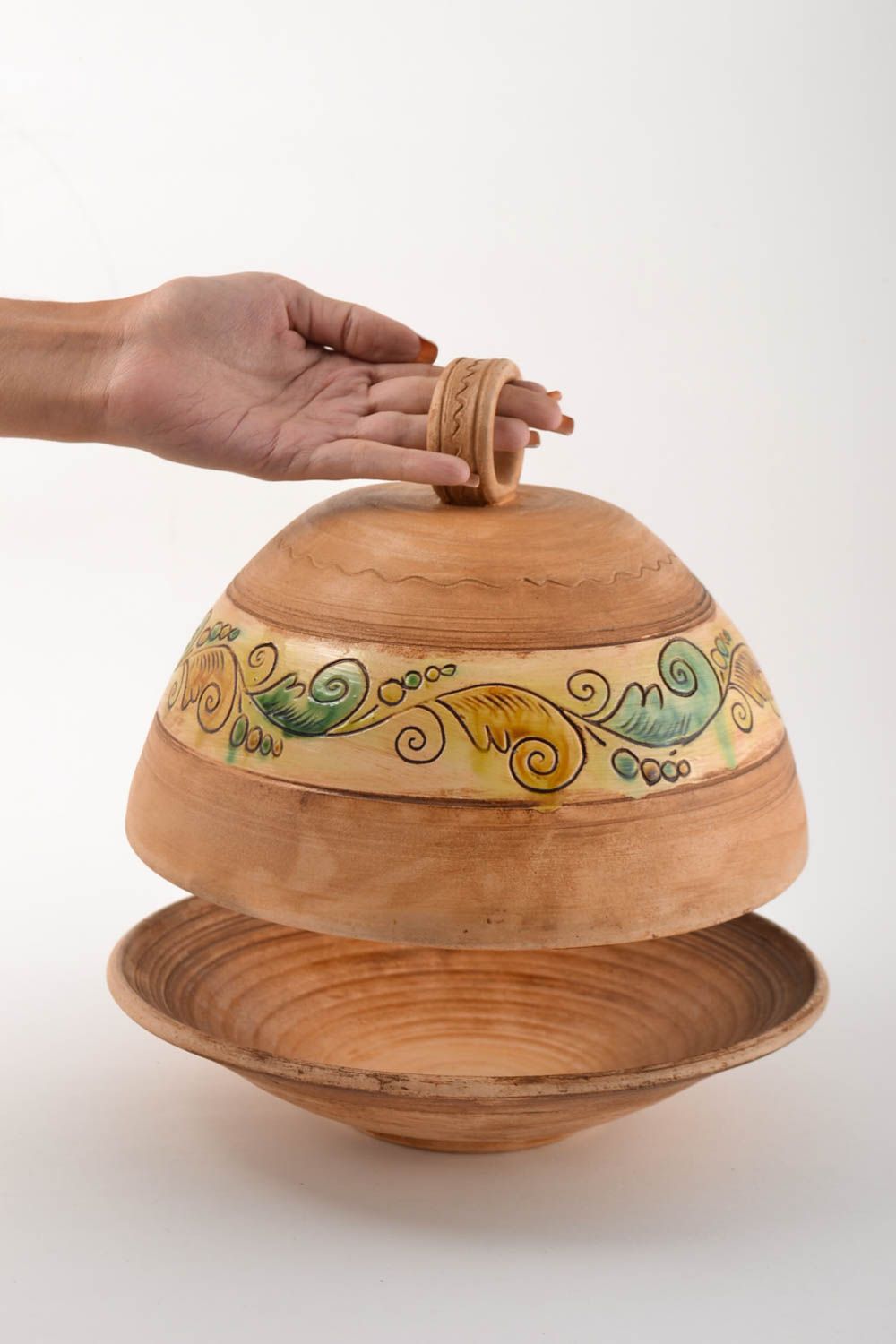 Handmade Designer Geschirr runder Teller Frauen Geschenke Teller mit Deckel foto 5