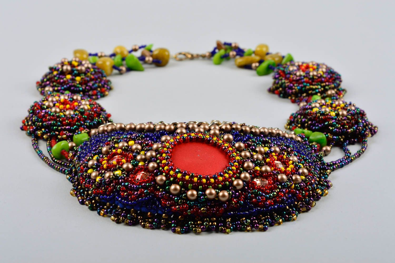 Colorful neck accessory handmade beaded necklace designer embroidered necklace photo 3