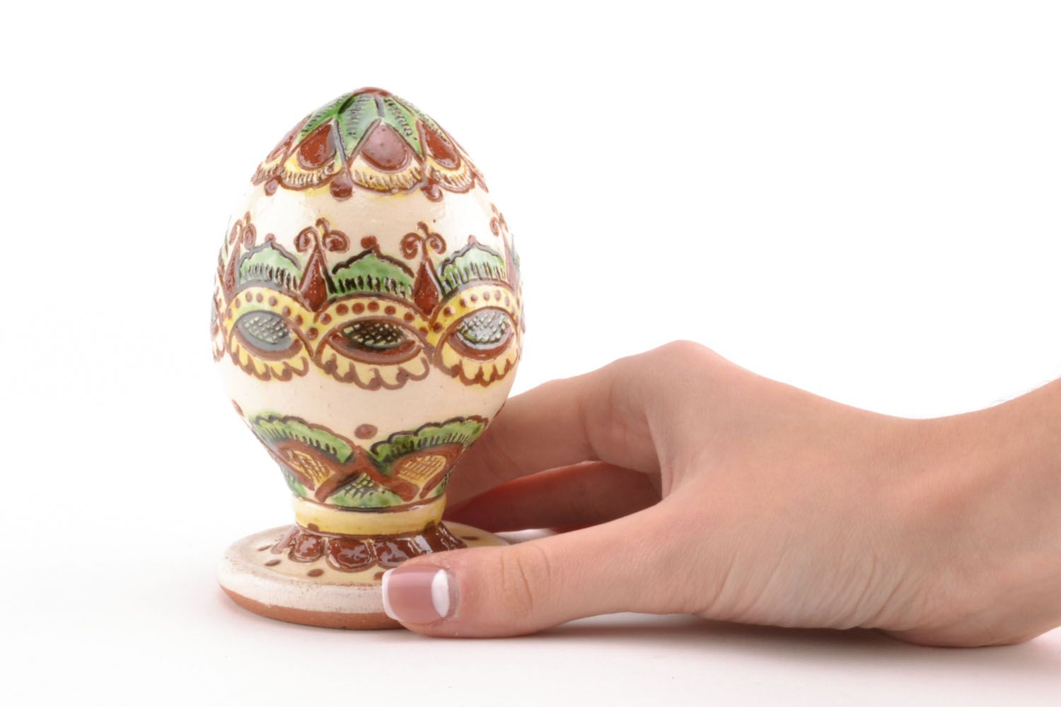 Western Ukrainian ceramic egg with holder photo 2