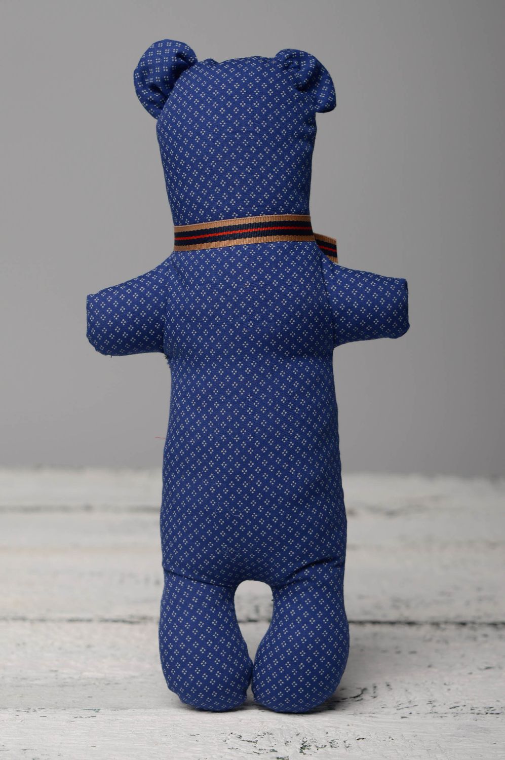 Peluche faite main Ourson en coton et polyester bleu cadeau pour enfant photo 5