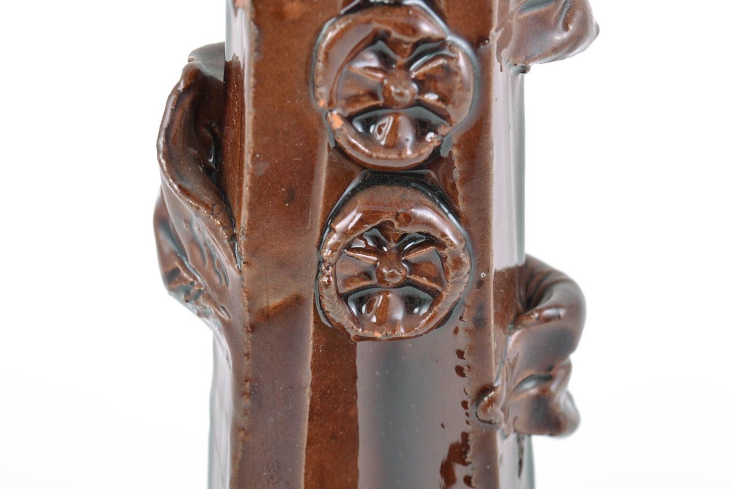 Figura de cerámica original marrón esmaltada decorativa hecha a mano estilosa foto 3