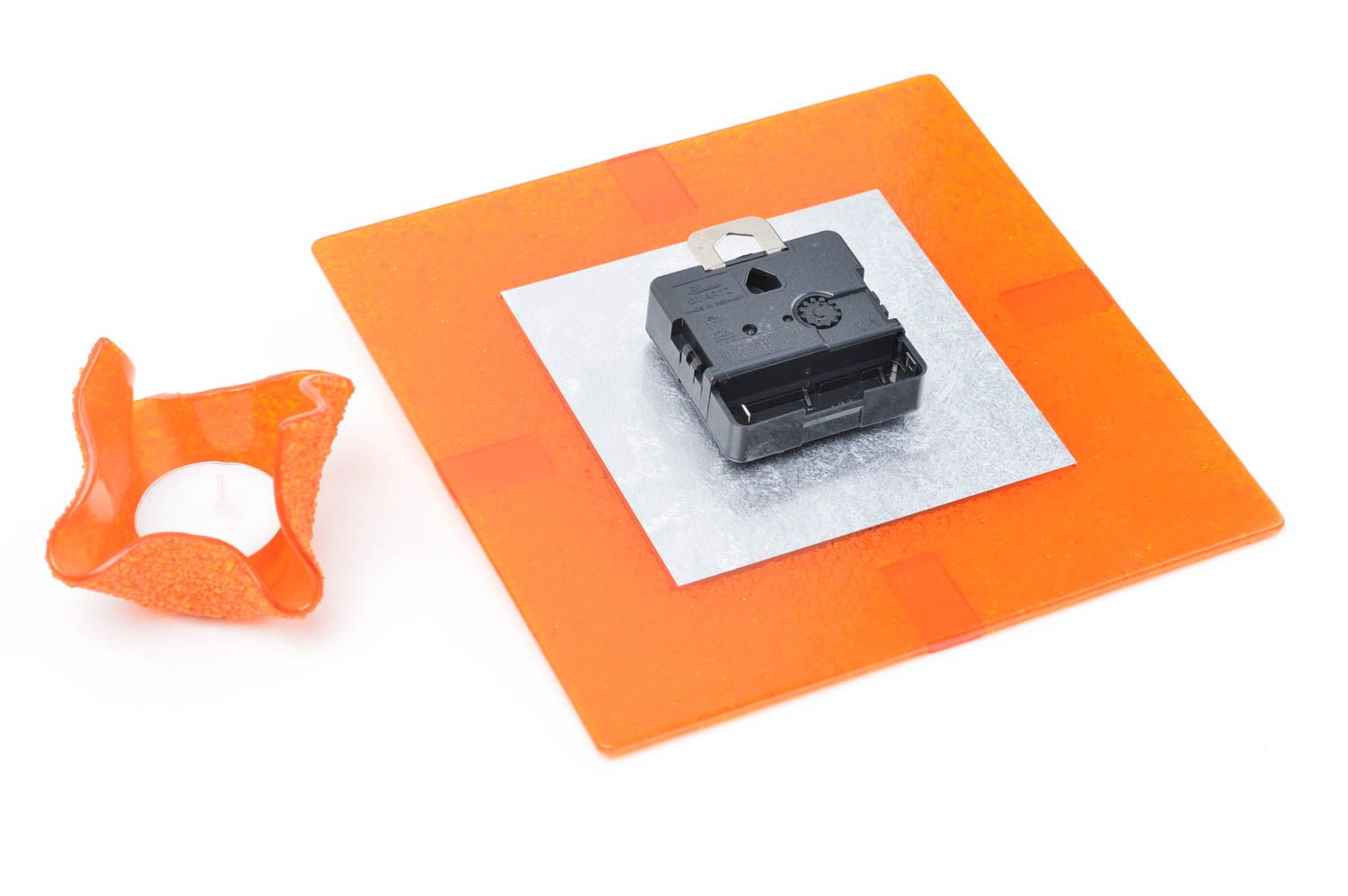 Оранжевый набор подсвечник ручной работы настенные часы подсвечник из стекла фото 4