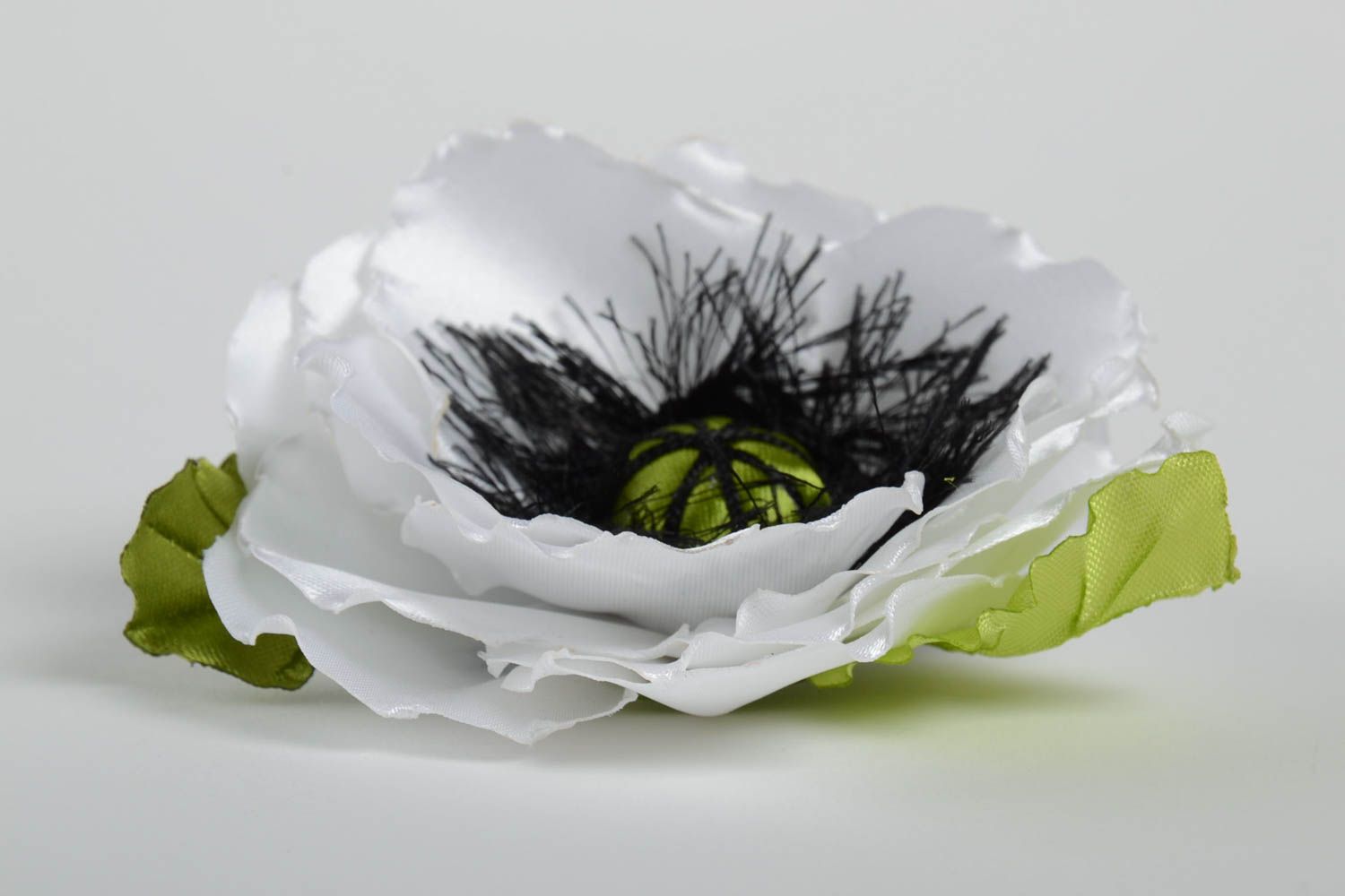 Handmade Haar Spange Blume fürs Haar Damen Modeschmuck weiß schwarz schön foto 2