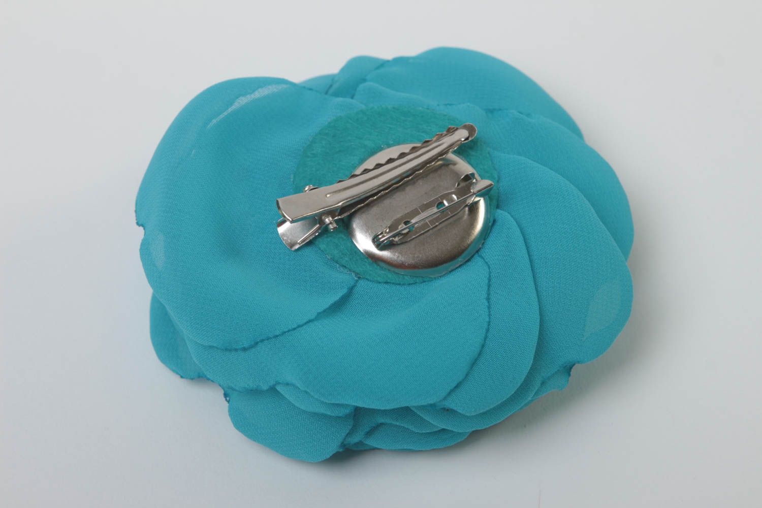 Unusual handmade textile flower brooch hair clip designer barrette gifts for her photo 4