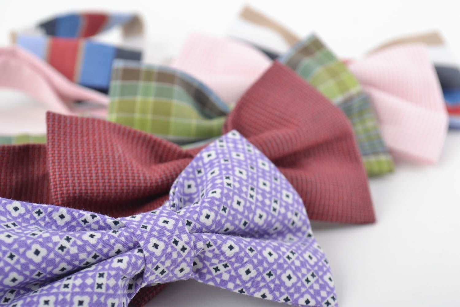 Set of 5 handmade textile cotton bow ties with adjustable straps unisex photo 3