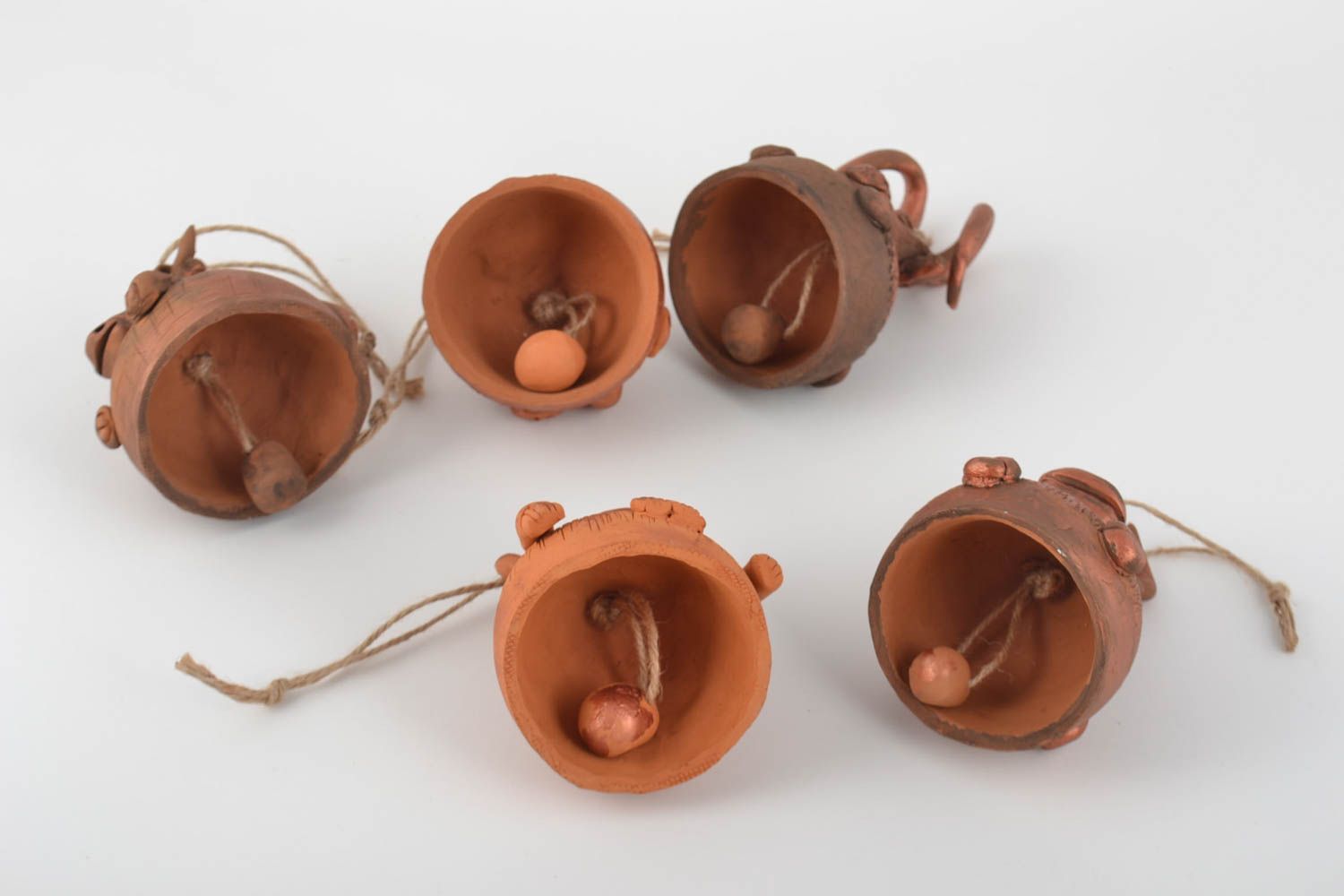 Campanelli d'autore in ceramica fatti a mano set di 5 animali divertenti
 foto 2