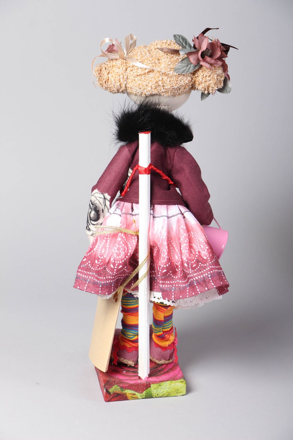 Handmade designer soft doll with stand Zoryana photo 3