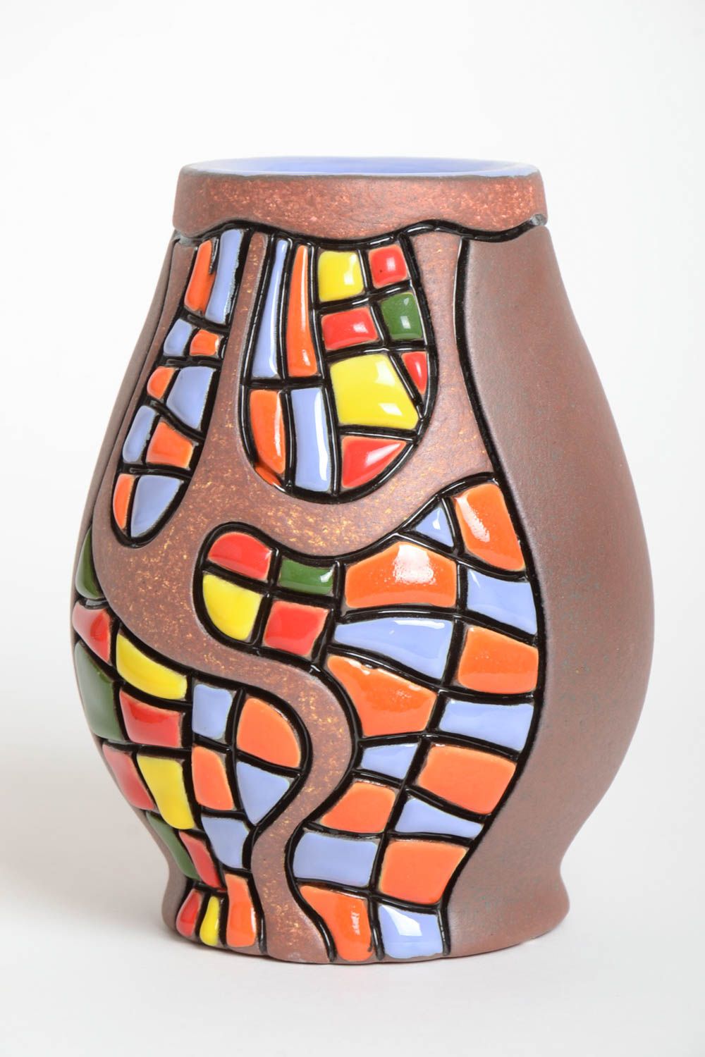 Vase design fait main Vase céramique petit original peint Déco maison 80 cl photo 2