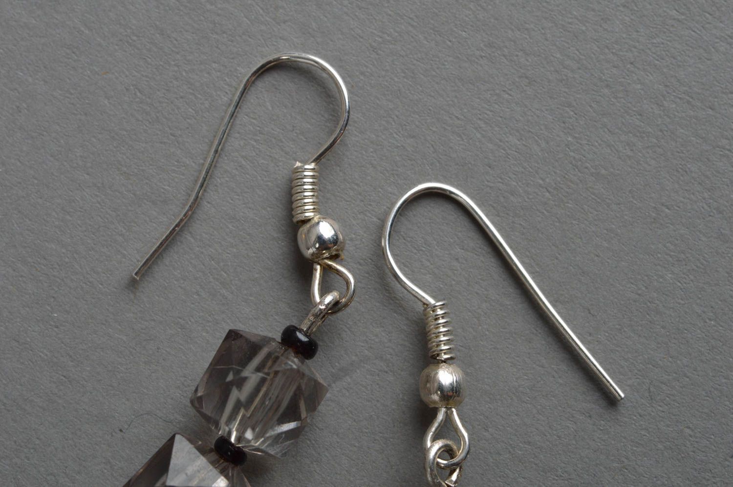 Handmade transparent earrings beaded festive accessories unusual female gifts photo 3