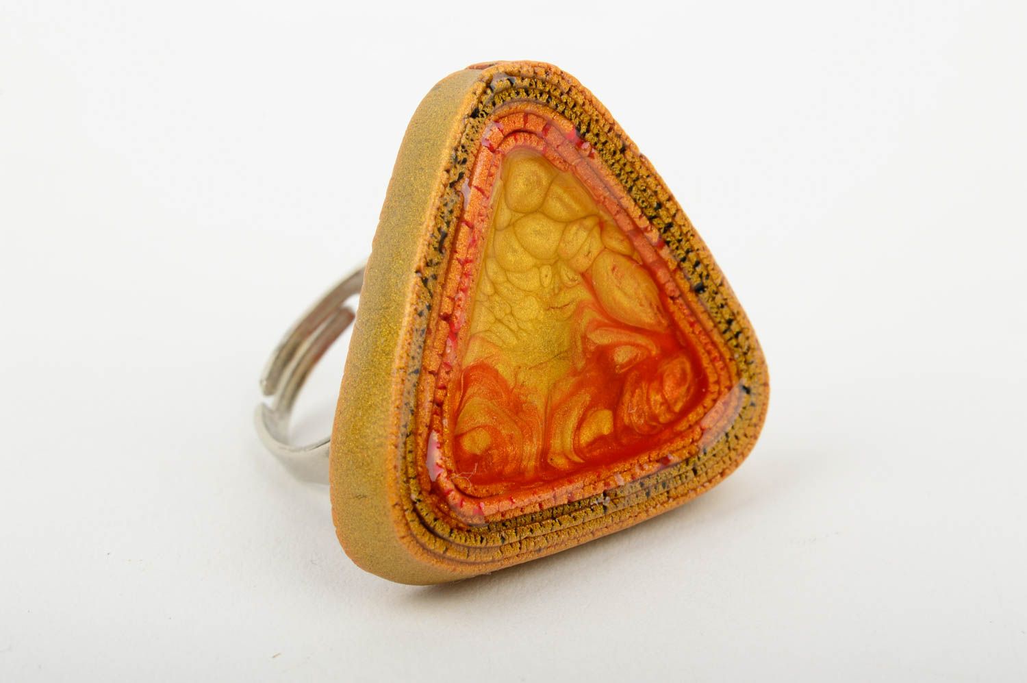 Handmade ring designer accessory clay pendant unusual gift jewelry set photo 3