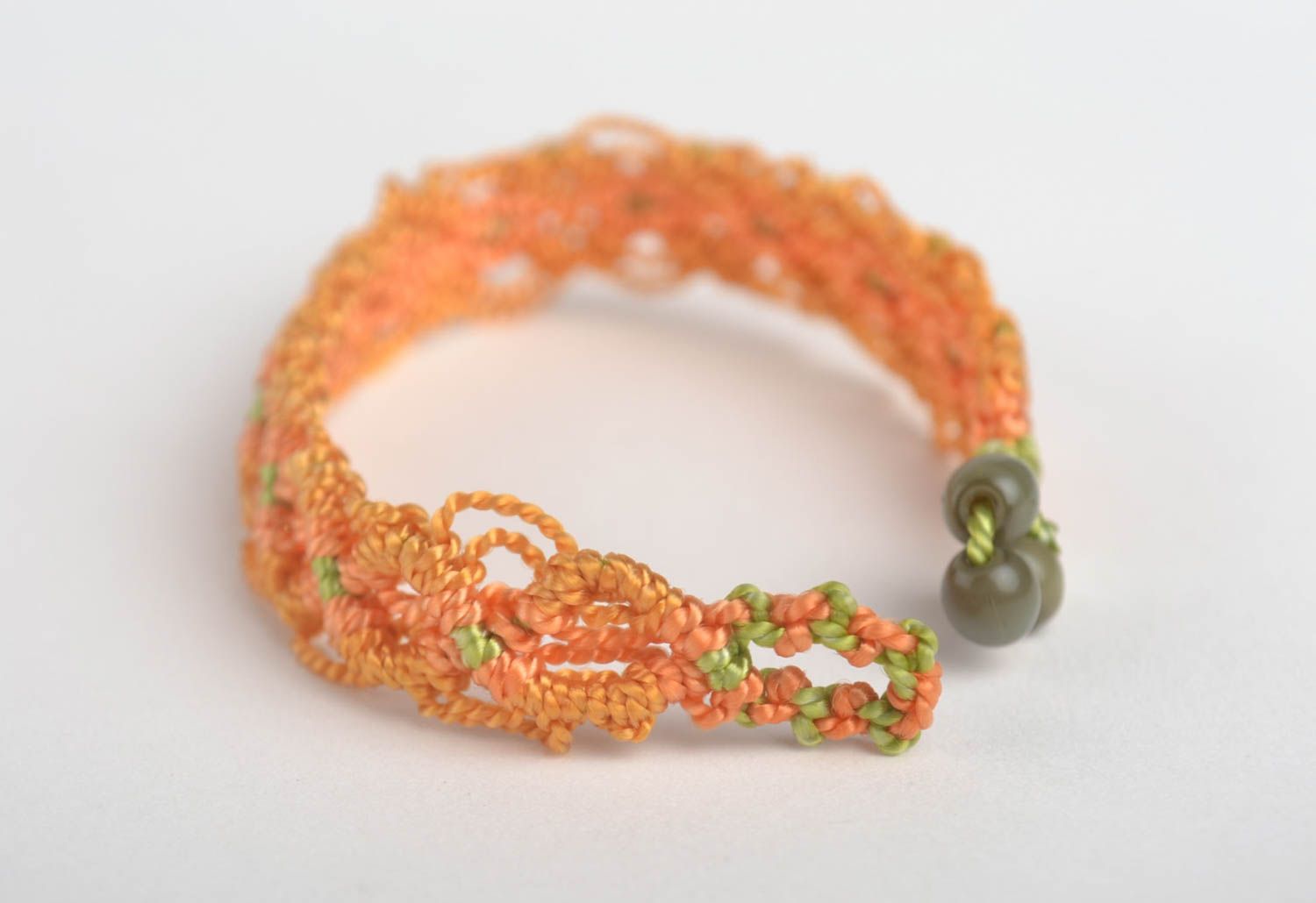 Bracelet textile Bijou fait main Accessoire femme orange tressé original photo 2