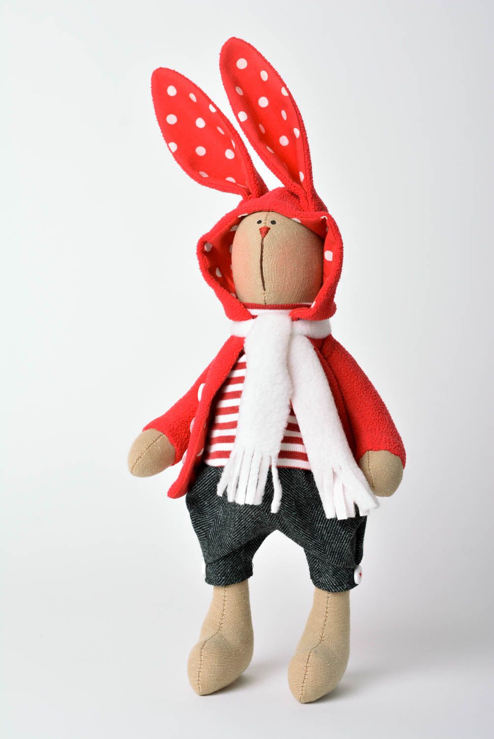 Juguete artesanal decoración para interior muñeco de peluche  conejo vestido foto 1