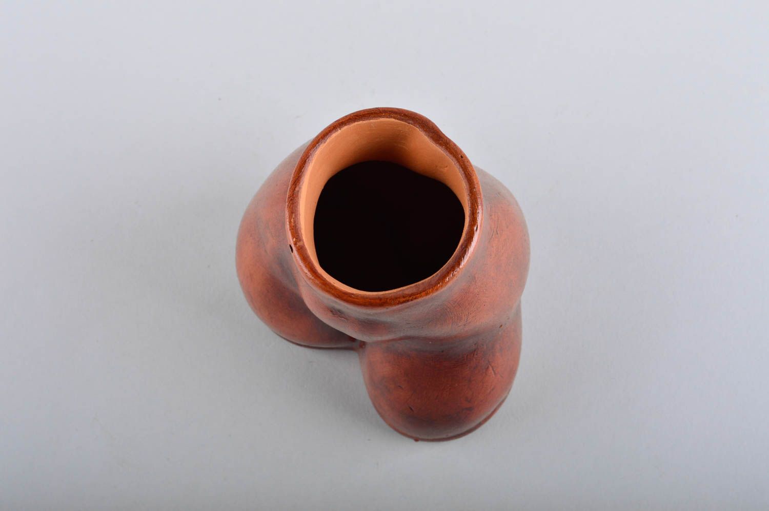 15 oz ceramic brown clay vase jug 4 inches tall 0,81 lb photo 4