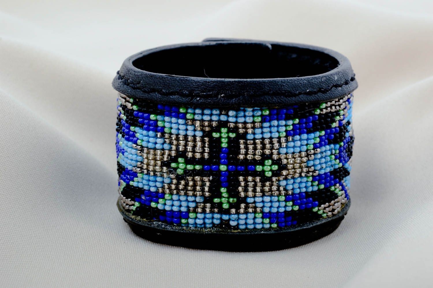 Unusual handmade leather bracelet beautiful jewellery unisex beaded bracelet photo 1