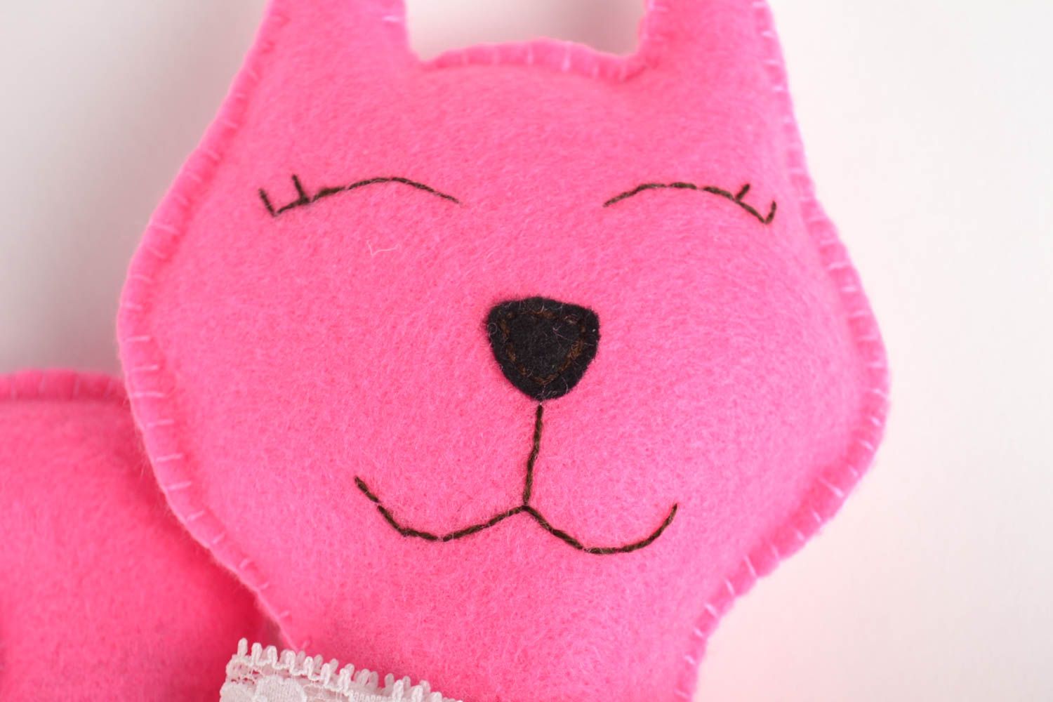 Juguete hecho a mano para niños muñeco de peluche juguete educativo gata rosada foto 2