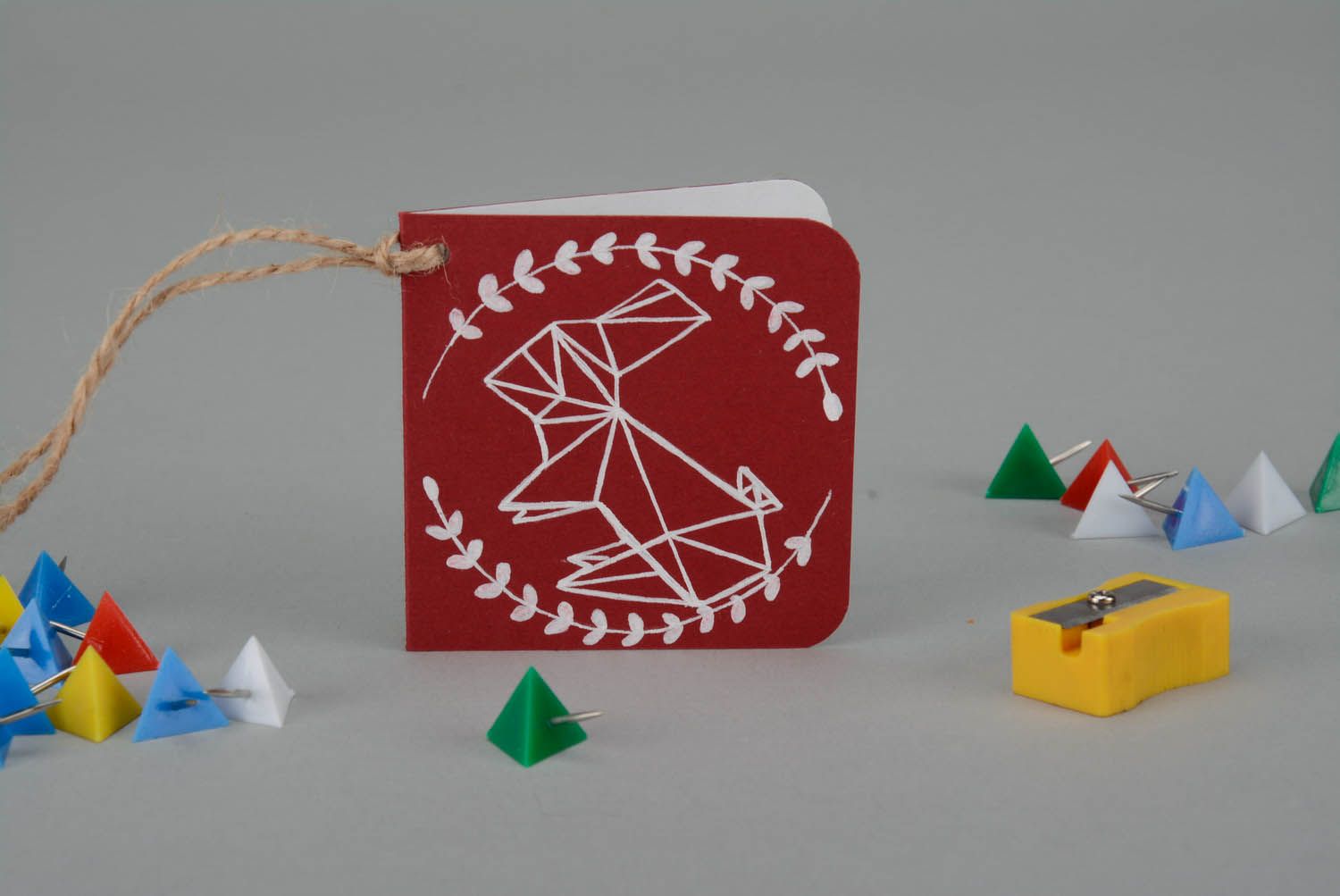 Carte de vœux artisanale, étiquette Lapin origami photo 1