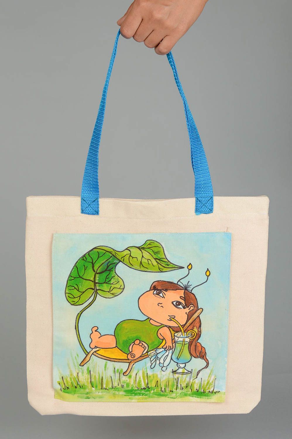 Handmade handbag with painting stylish shoulder bag textile handbag for girls photo 5