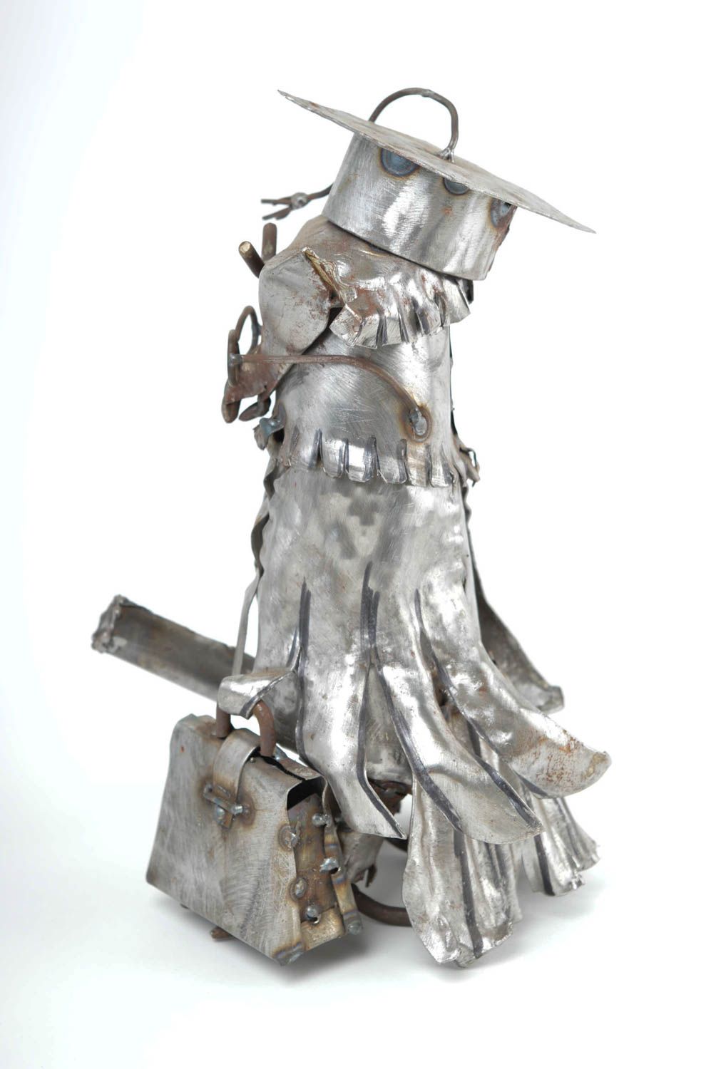 Figura de metal artesanal elemento decorativo regalo original Lechuza con gafas  foto 3