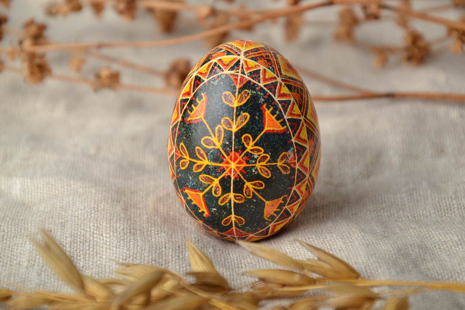 Chicken painted egg with designer ornament  photo 1