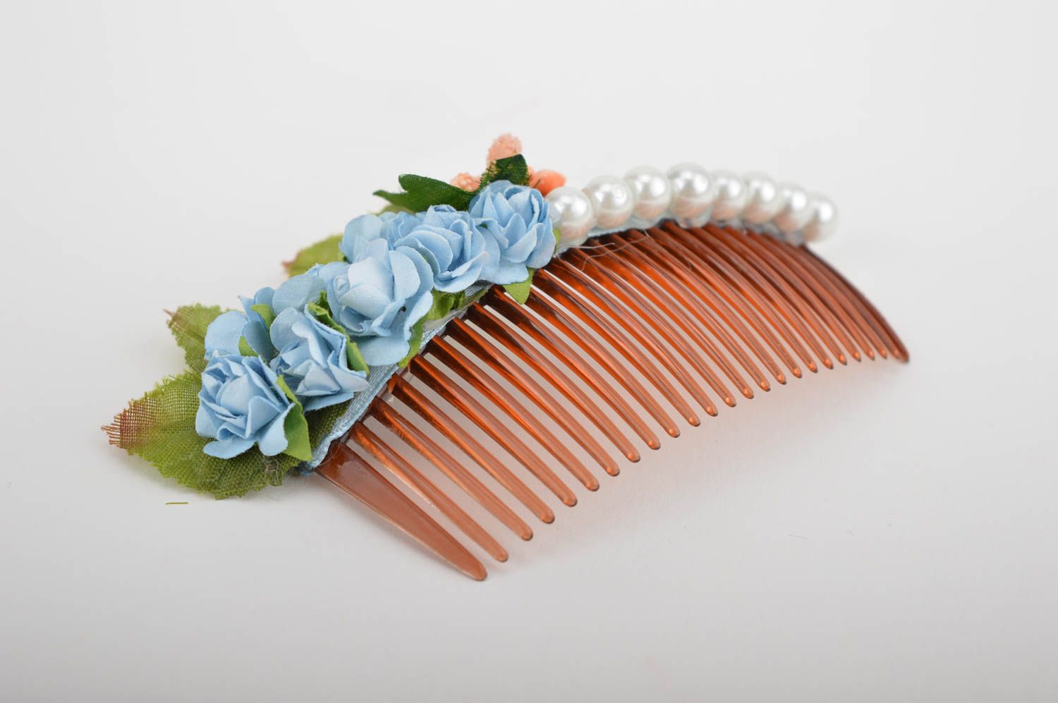 Peigne cheveux fait main Accessoire cheveux plastique avec fleurs Cadeau femme photo 3