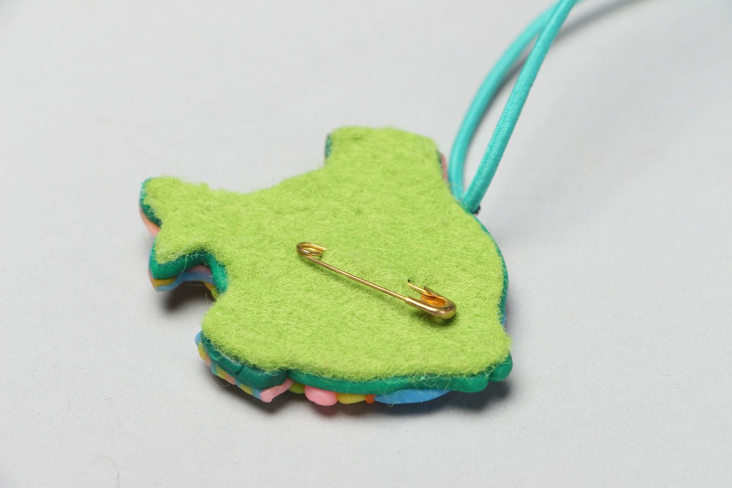 Polymer clay brooch in the shape of fish photo 3