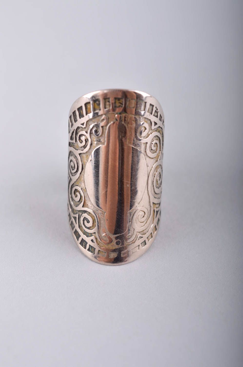 Кольцо ручной работы кольцо из мельхиора крупное металлическое украшение фото 3