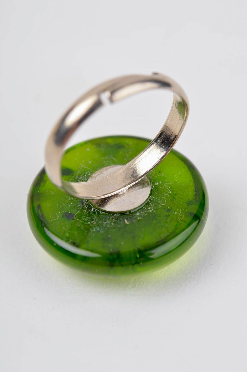 Кольцо ручной работы бижутерия из стекла кольцо из стекла красивое зеленое фото 3