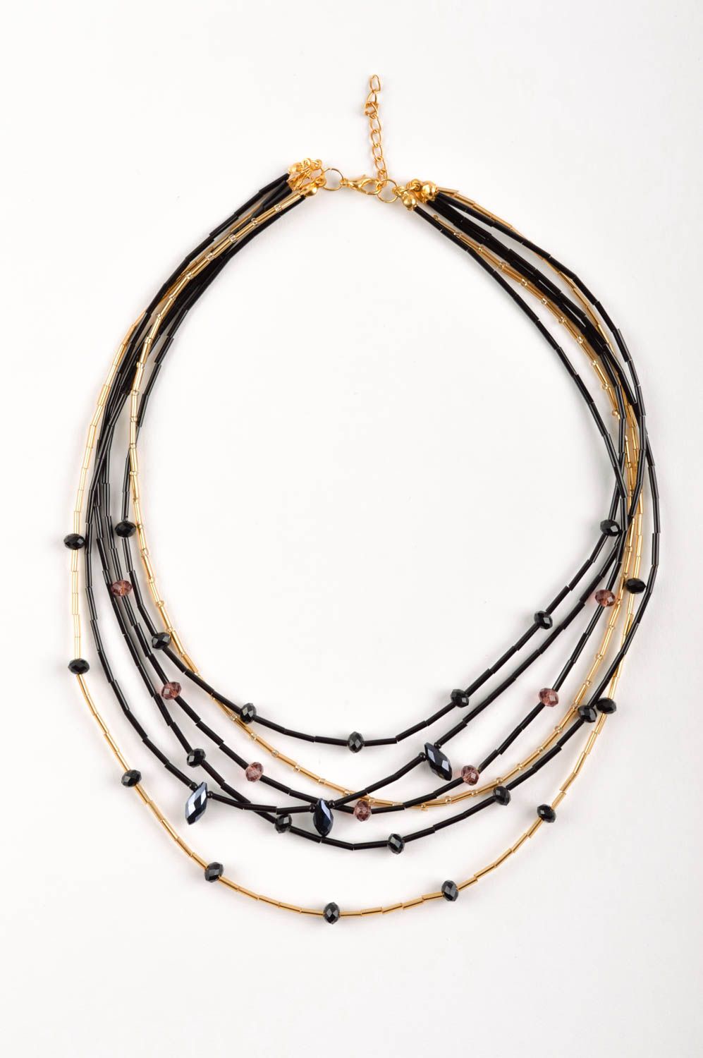 Schwarzes Damen Collier handmade Modeschmuck Halskette Frauen Accessoire foto 2