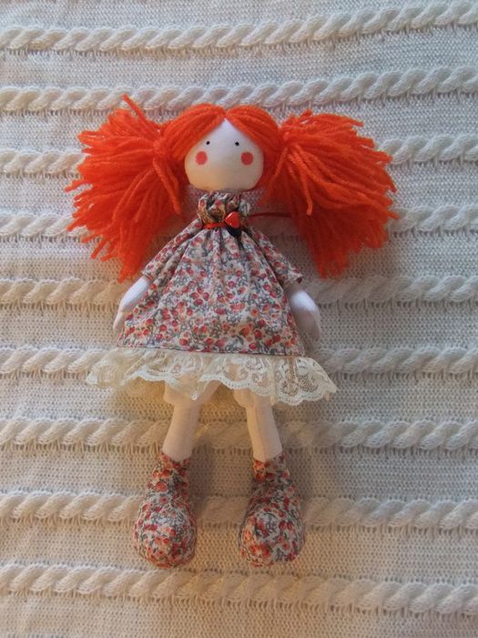 Авторская кукла рыжая тканевая ручной работы красивая для дома и детей милая фото 4