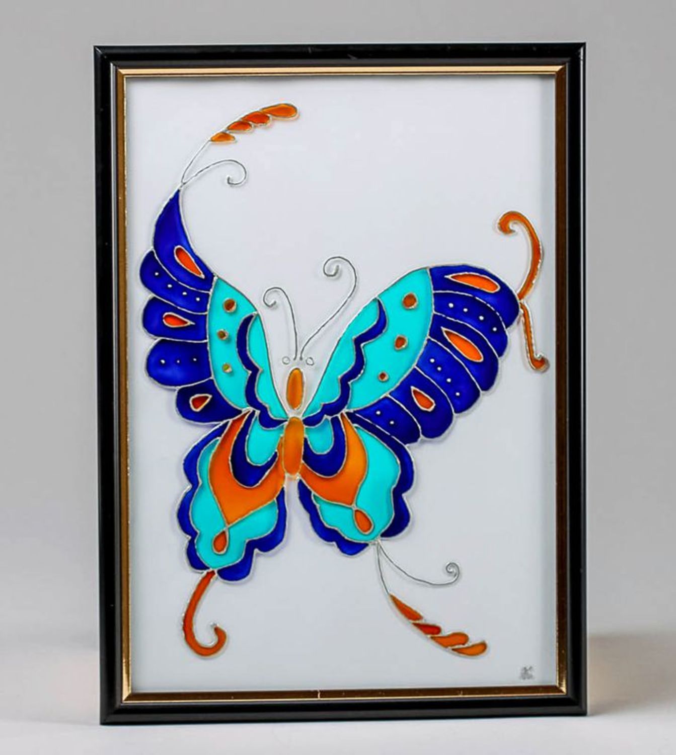 Wandbild in Technik der Glasfensterbemalung Papilio machaon foto 1