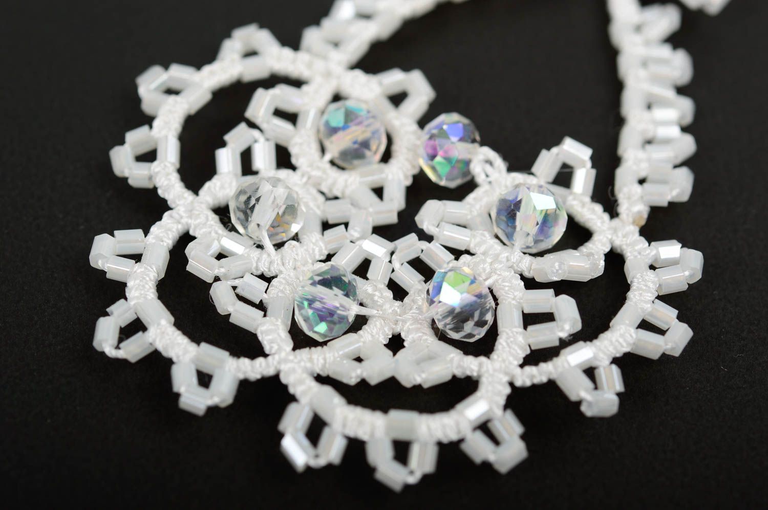Handmade woven lace earrings textile jewelry designs accessories for girls photo 3
