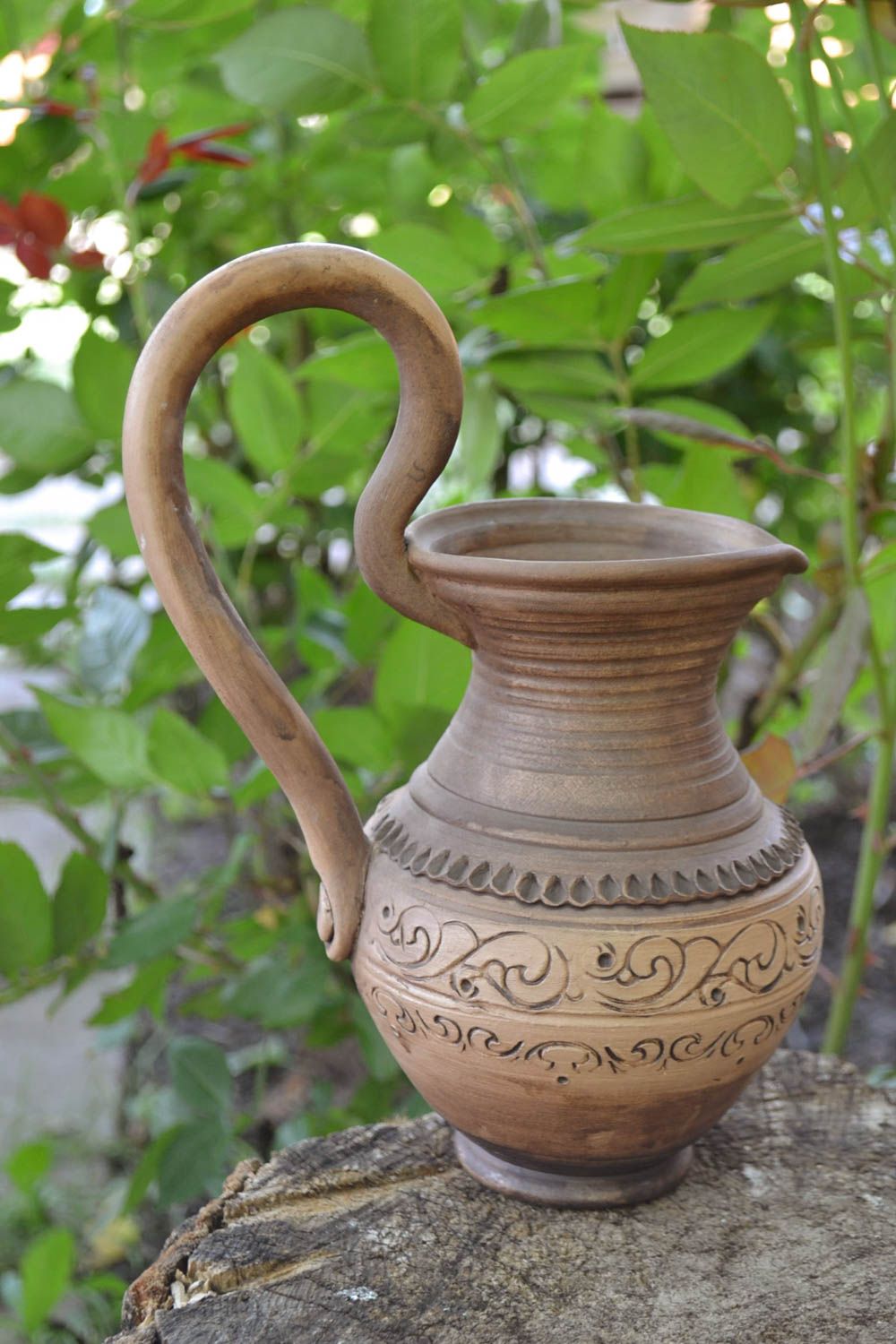 30 oz ceramic handmade water pitcher with long handle 1,6 lb photo 1