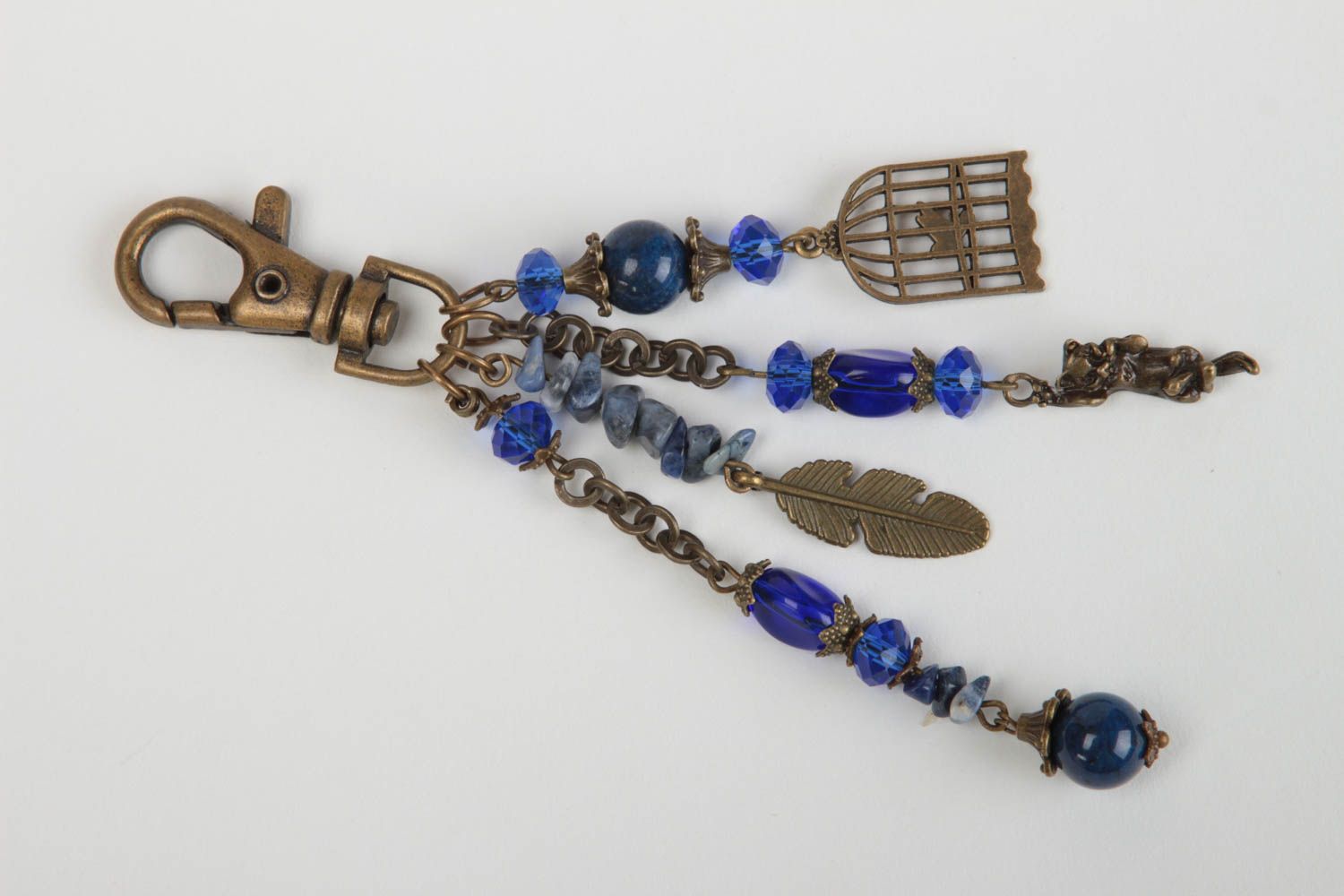 Porte-clés fait main Accessoire design en lazulite et sodalite Cadeau original photo 2
