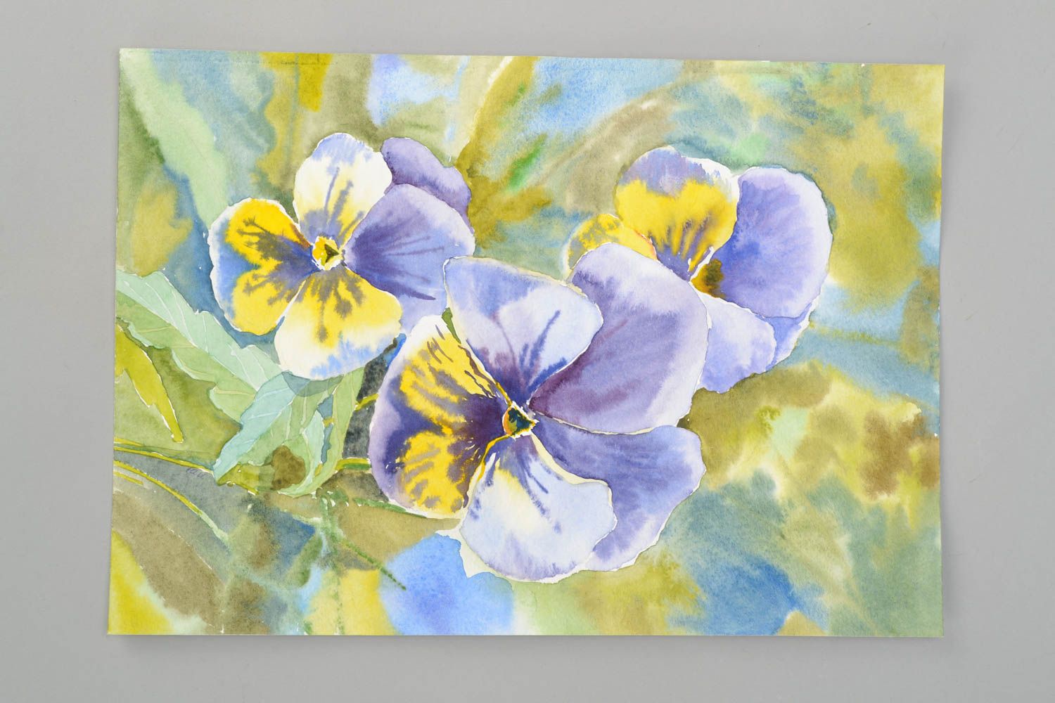 Aquarell Gemälde mit blauen Blumen foto 4