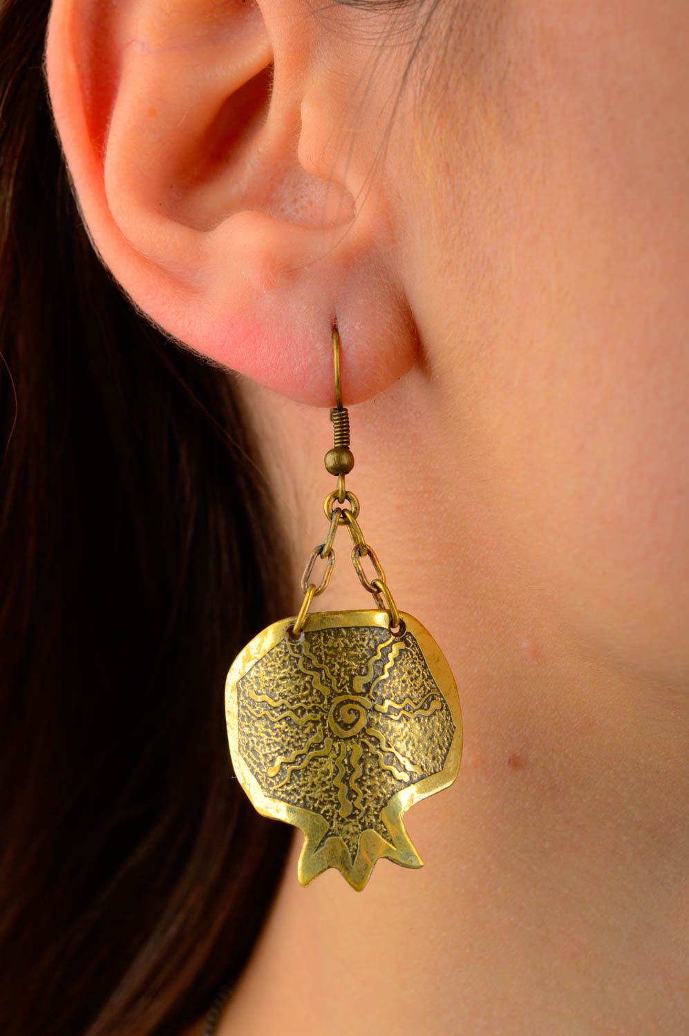 Handmade brass earrings designer accessories for women brass stylish jewelry photo 2