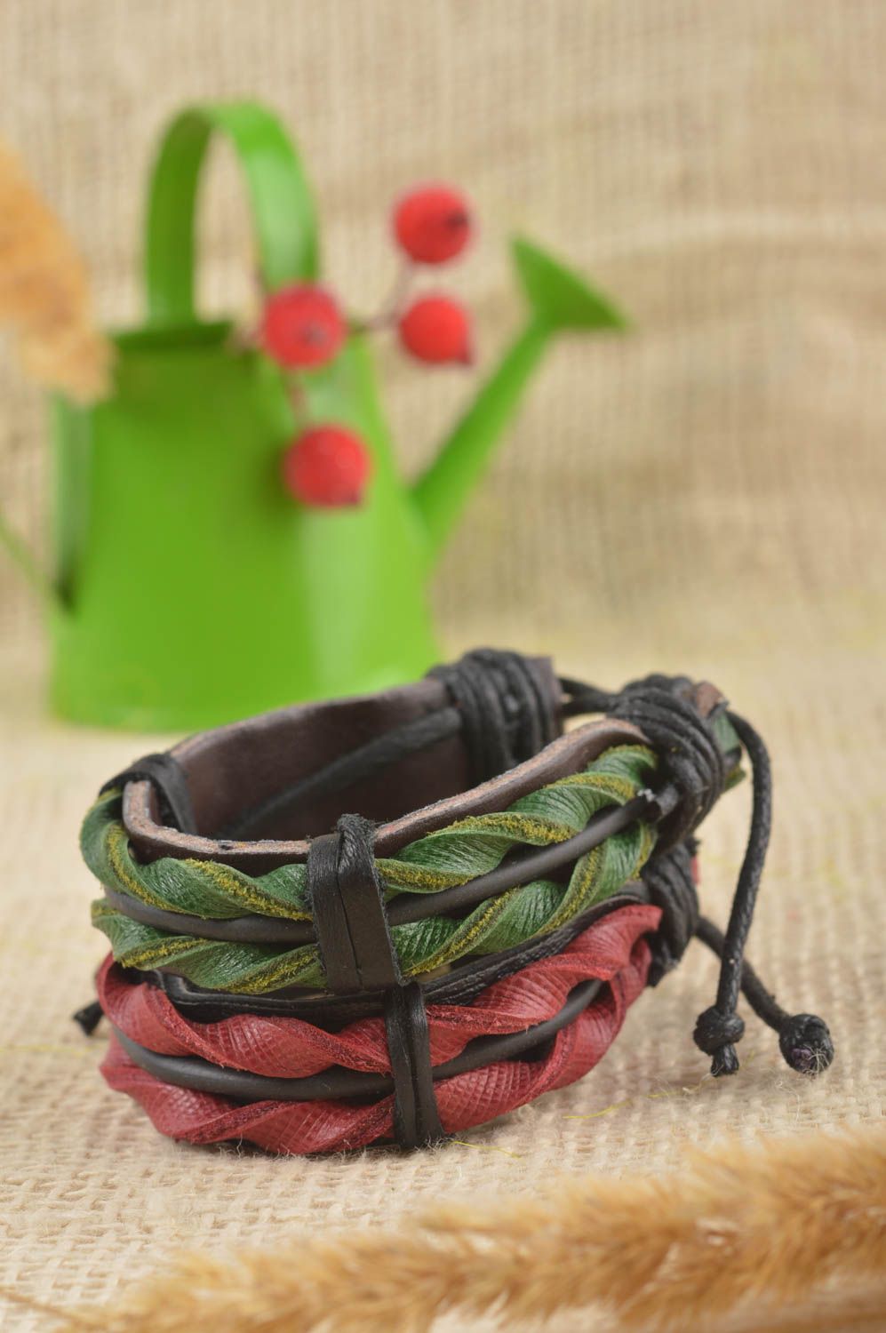 Beautiful handmade leather bracelets set 2 pieces wrist bracelet designs photo 1