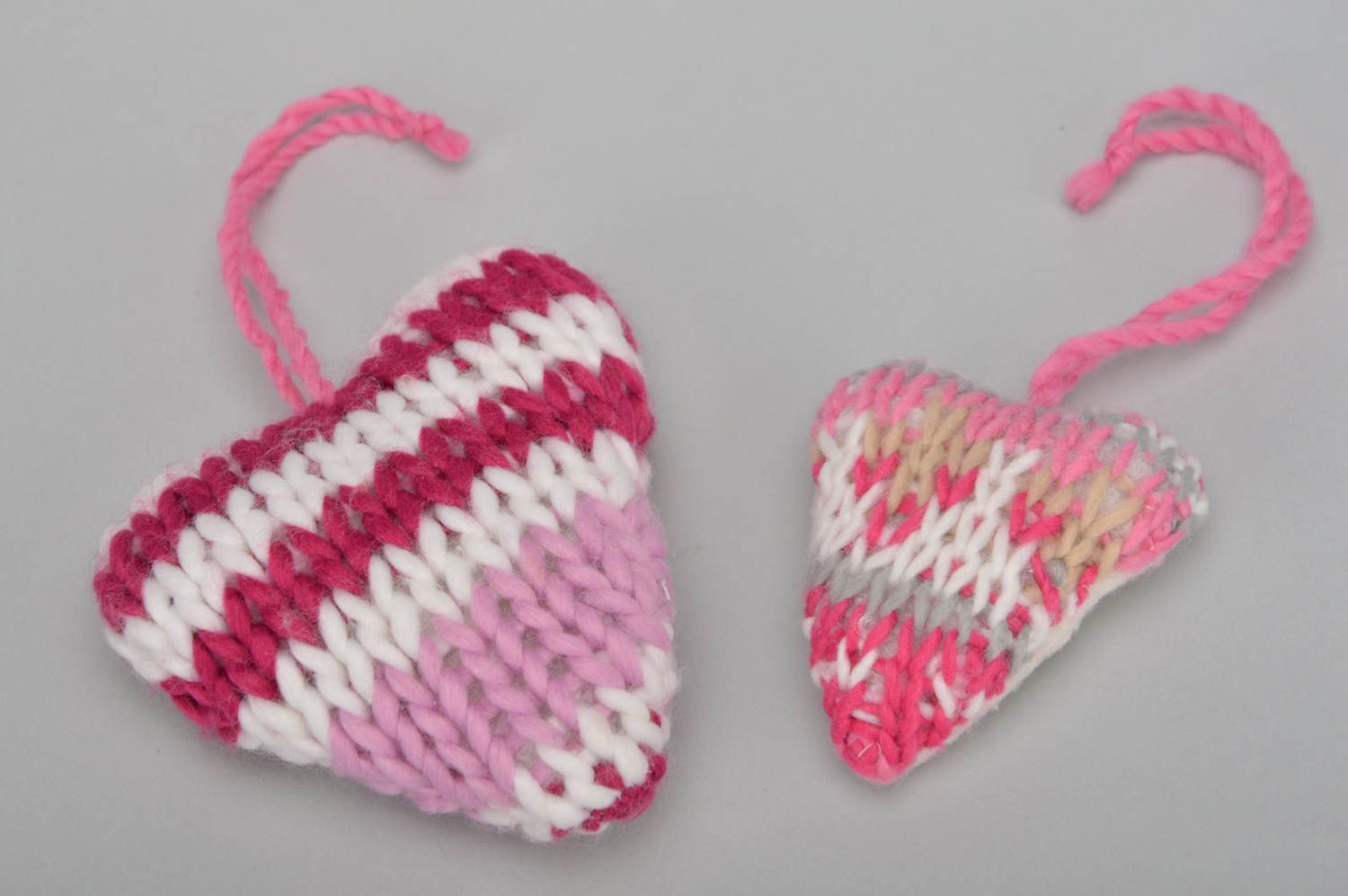 Set of 2 handmade designer crochet interior hangings for wall decor Hearts photo 4