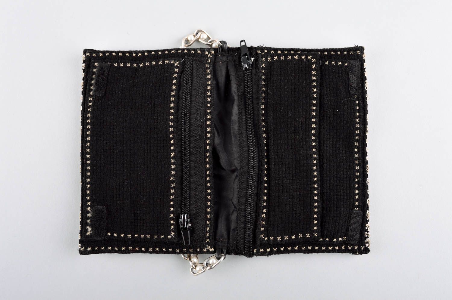 Modische Damentasche handmade Handtasche aus Stoff Geldbörse Stoff schwarz foto 4