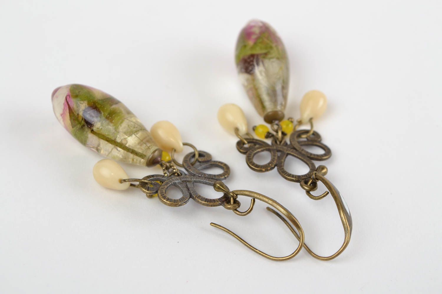 Handmade earrings epoxy resin handcrafted jewelry dangling earrings gift for her photo 10