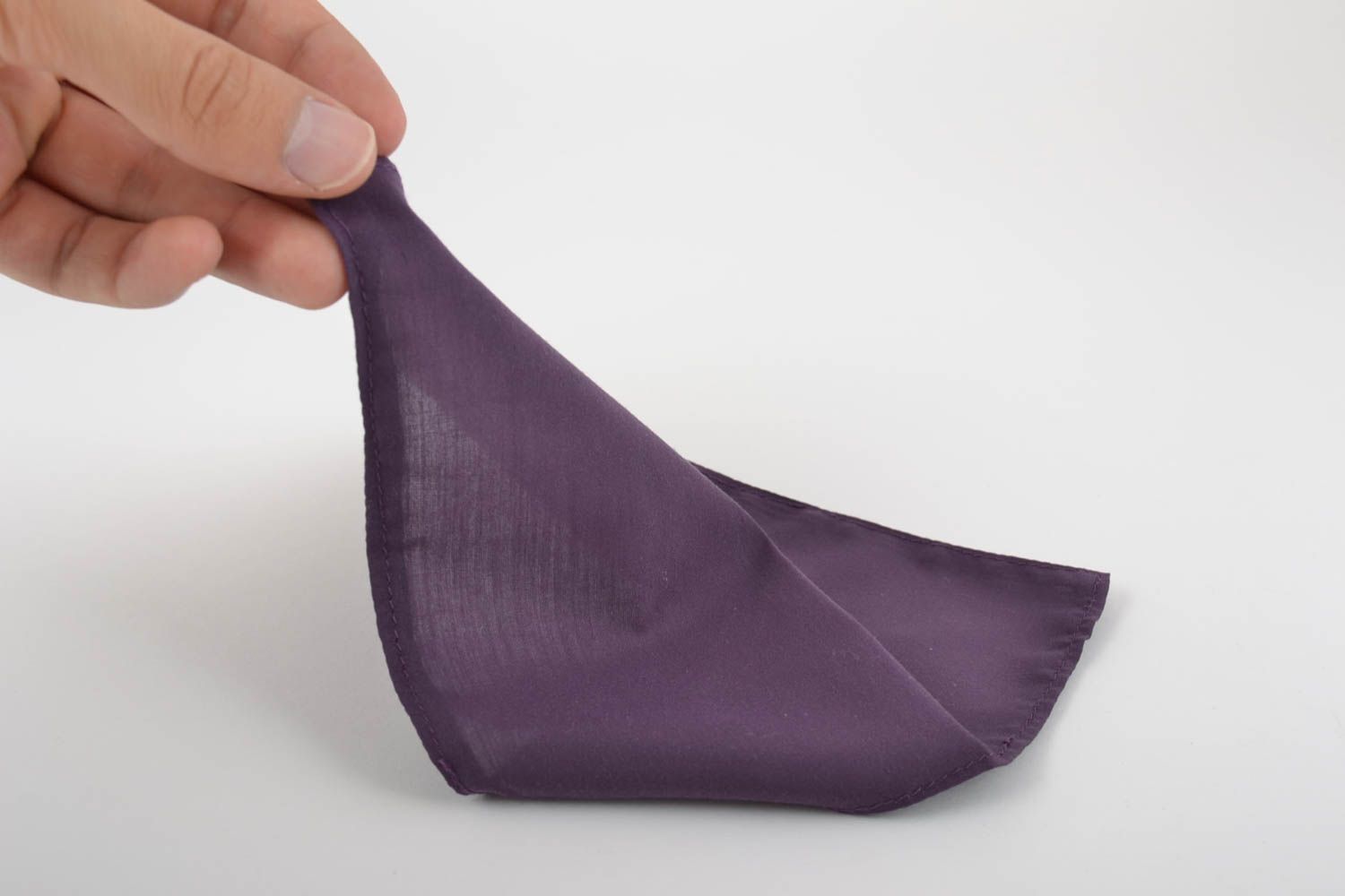 Нагрудный платок из коттона фиолетовый мужской аксессуар ручной работы фото 5