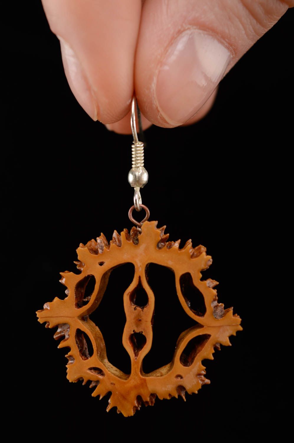 Manchurian nut wood dangle earrings photo 2