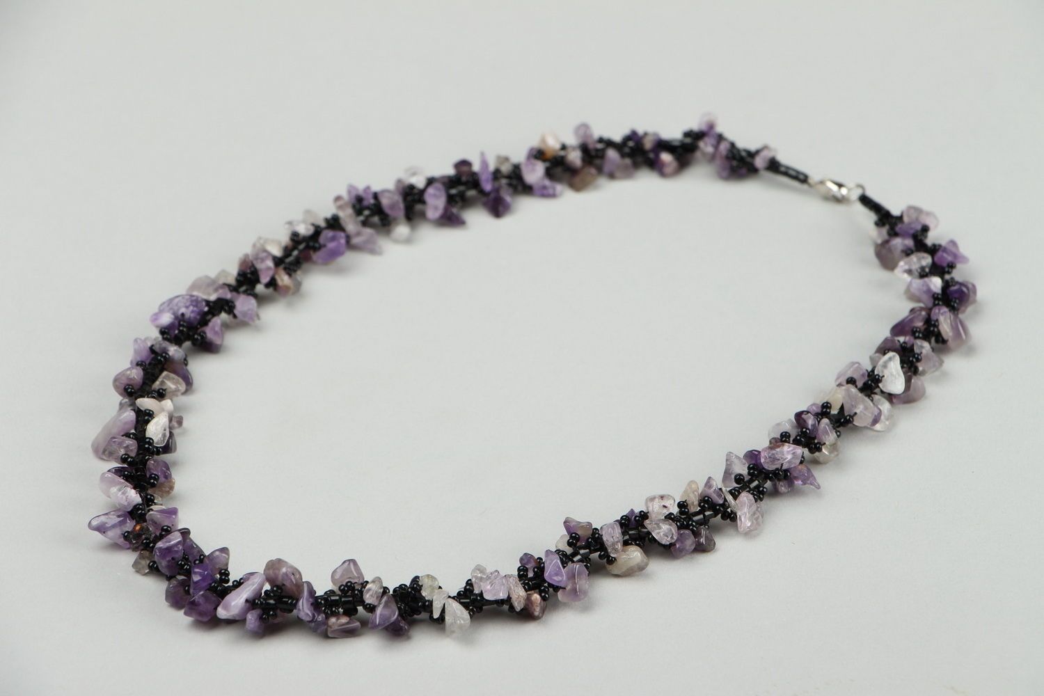 Necklace made of beads and amethyst photo 3