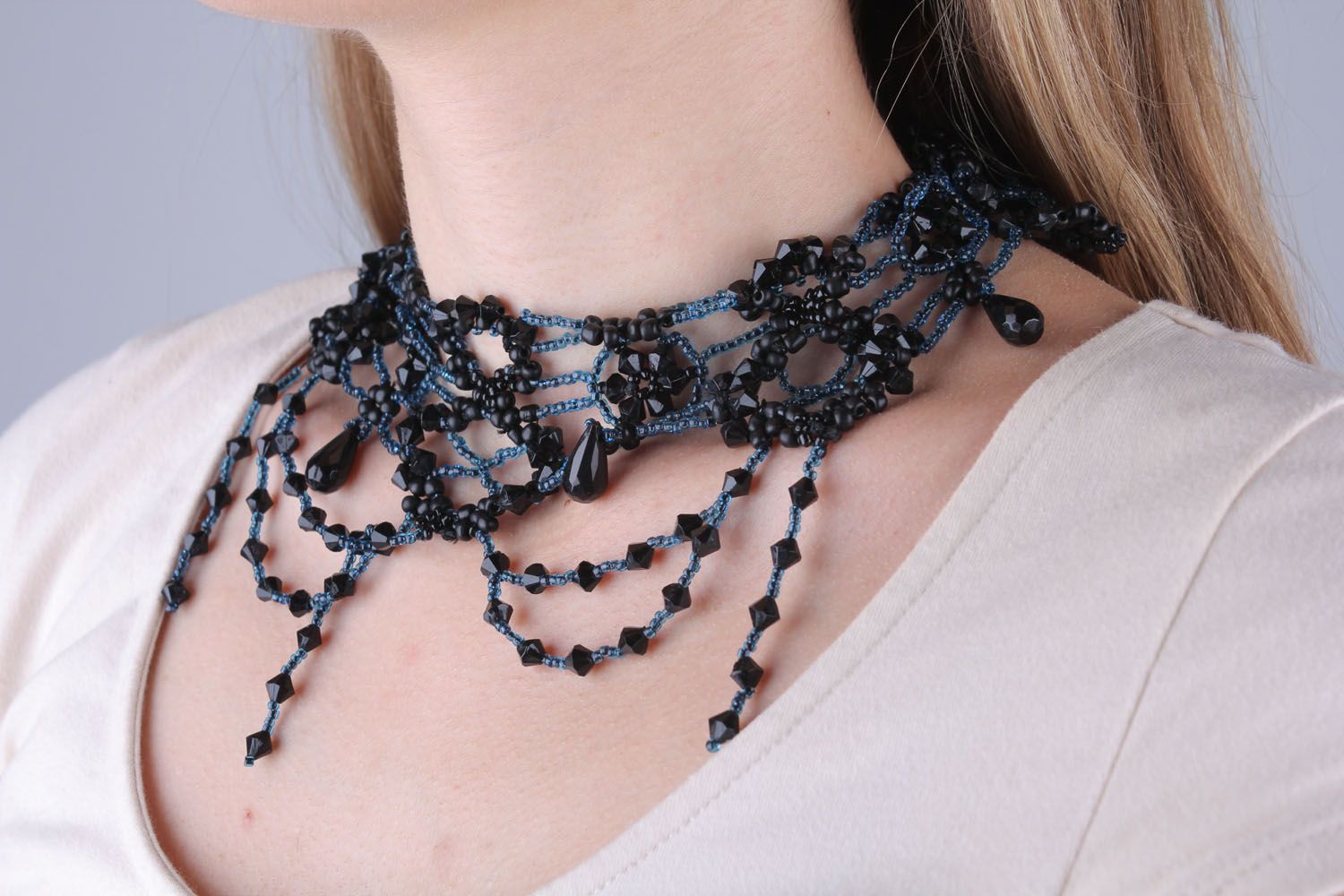 Collana di perline fatta a mano originale di moda bigiotteria da donna foto 5