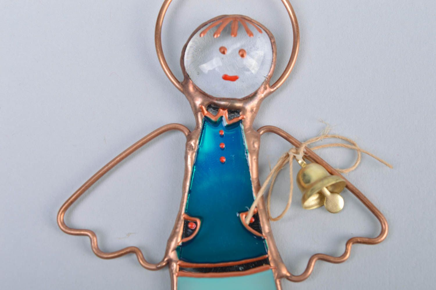 Bel ange à suspendre petit fait main vitrail en verre coloré décoration stylée photo 4